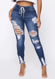 (Only Bottom)(Real Image)2022 Styles Women Fashion INS Styles Jeans Ripped Long Pants