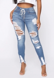 (Only Bottom)(Real Image)2022 Styles Women Fashion INS Styles Jeans Ripped Long Pants