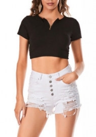 (Only Bottom)(Real Image)2022 Styles Women Fashion INS Styles Jeans Ripped Short Pants