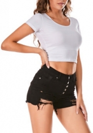 (Only Bottom)(Real Image)2022 Styles Women Fashion INS Styles Jeans Ripped Short Pants