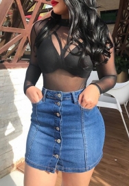 (Only Skirts)(Real Image)2022 Styles Women Fashion INS Styles Jeans Ripped Front Button Skirts