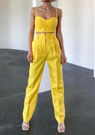 2022 Styles Women Fashion INS Styles Rib Solid Color Two Piece Suit