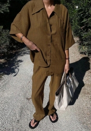 (Real Image)2022 Styles Women Fashion INS Styles  Solid Color Two Piece Suit