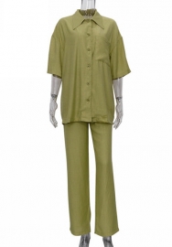 (Real Image)2022 Styles Women Fashion INS Styles  Solid Color Two Piece Suit