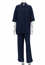 (Real Image)2022 Styles Women Fashion INS Styles  Solid Color Two Piece Suit