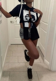 (Real Image)2022 Styles Women Fashion INS Styles Print Short Sleeve Tee