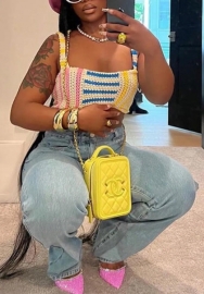 (Real Image)2022 Styles Women Fashion INS Styles Contrast Color Sweater Crop Tops