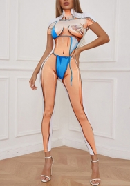 (Real Image)2022 Styles Women Fashion INS Styles Print Jumpsuit