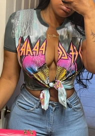 (Only Tops)2022 Styles Women Fashion INS Styles Print Tassel Tee