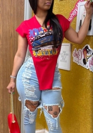 2022 Styles Women Fashion INS Styles Print Tee