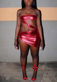 2022 Styles Women Fashion INS Styles PU Cut Out Club Dress