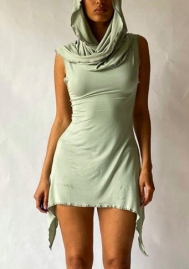 2022 Styles Women Fashion INS Styles Hoodie Solid Color Irregular Mini Dress