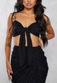 (Black)(Real Image)2022 Styles Women Fashion INS Styles Ruffle Two Piece Maxi Dress