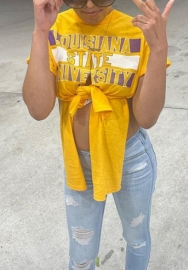 (Real Image)2022 Styles Women Fashion INS Styles Print Yellow Tops