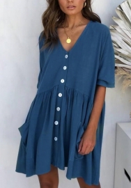 2022 Styles Women Fashion INS Styles Front Button Hem Mini Dress