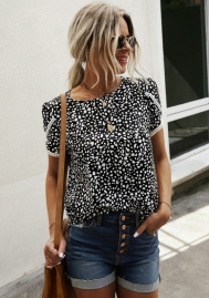 (Real Image)2022 Styles Women Fashion INS Styles Print Bohemian Short Sleeve Tee