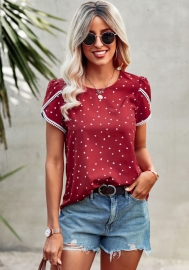 (Real Image)2022 Styles Women Fashion INS Styles Print Bohemian Short Sleeve Tee