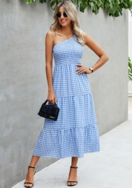 (Real Image)2022 Styles Women Fashion INS Styles Plaid Bohemian Maxi Dress