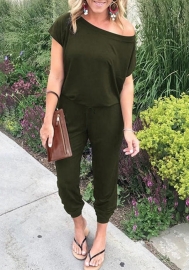 (Real Image)2022 Styles Women Fashion INS Styles Solid Color Round Neck Jumpsuit
