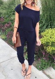 (Real Image)2022 Styles Women Fashion INS Styles Solid Color Round Neck Jumpsuit