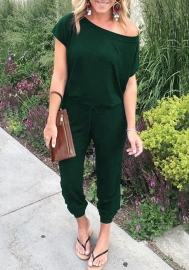 (Real Image)2022 Styles Women Fashion INS Styles Solid Color Round Neck Jumpsuit