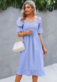(Real Image)2022 Styles Women Fashion INS Styles Solid Color Bohemian Midi Dress