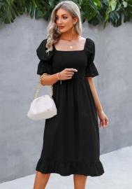 (Real Image)2022 Styles Women Fashion INS Styles Solid Color Bohemian Midi Dress