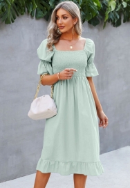 (Real Image)2022 Styles Women Fashion INS Styles Solid Color Bohemian Midi Dress