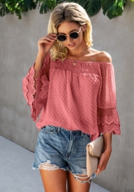 (Real Image)2022 Styles Women Fashion INS Styles Offf Shoulder Lace Shirts