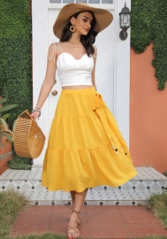 (Only Bottom)(Real Image)2022 Styles Women Fashion INS Styles Yellow Skirts