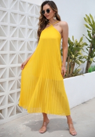 (Real Image)2022 Styles Women Fashion INS Styles Yellow Ruffle Bohemian Maxi Dress
