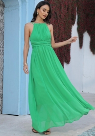 (Real Image)2022 Styles Women Fashion INS Styles Solid Color Maxi Dress