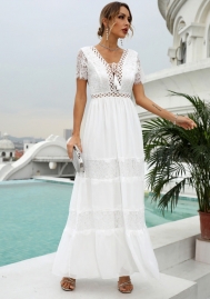 (Real Image)2022 Styles Women Fashion INS Styles Lace White Maxi Dress