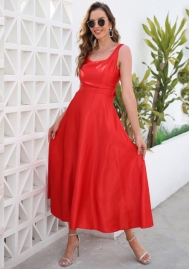 (Real Image)2022 Styles Women Fashion INS Styles Red Hem Maxi Dress