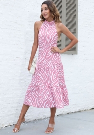 (Real Image)2022 Styles Women Fashion INS Styles Pink Floral Bohemian Maxi Dress