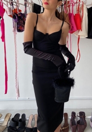 (Not Gloves)(Real Image)2022 Styles Women Fashion INS Styles Black Strap Mini Dress