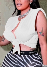 2022 Styles Women Fashion INS Styles Solid Color Open Tee