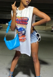 (Real Image)2022 Styles Women Fashion INS Styles Print Sleeveless Tee