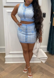 2022 Styles Women Fashion INS Styles Print Two Piece Dress