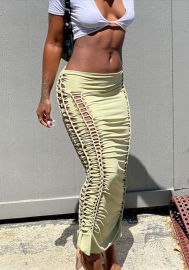 (Only Bottom)(Real Image)2022 Styles Women Fashion INS Styles Green Hollow Skirts