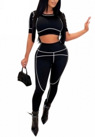(Real Image)2022 Styles Women Fashion INS Styles Black Blackless Yoga Tracksuit  Suit