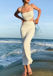 2022 Styles Women Fashion INS Styles Solid Color Strap Maxi Dress