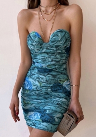 2022 Styles Women Fashion INS Styles Tube Floral Mini Dress