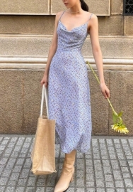 (Real Image)2022 Styles Women Fashion INS Styles Floral Strap Maxi Dress
