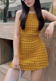 (Real Image)2022 Styles Women Fashion INS Styles Yellow Two Piece Dress