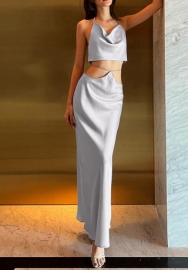 (Real Image)2022 Styles Women Fashion INS Styles Tie Maxi Dress