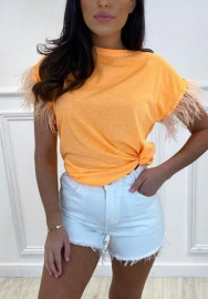 2022 Styles Women Fashion INS Styles Tassel Short Sleeve Tee