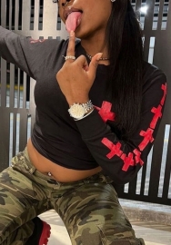 (Real Image)2022 Styles Women Fashion INS Styles Print Long Sleeve Tee