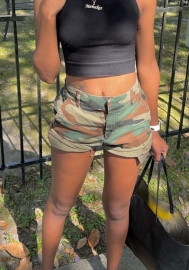 (Real Image)2022 Styles Women Fashion INS Styles Green Camouflage Short Pants