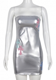 (Real Image)2022 Styles Women Fashion INS Styles PU Cross Mini Dress